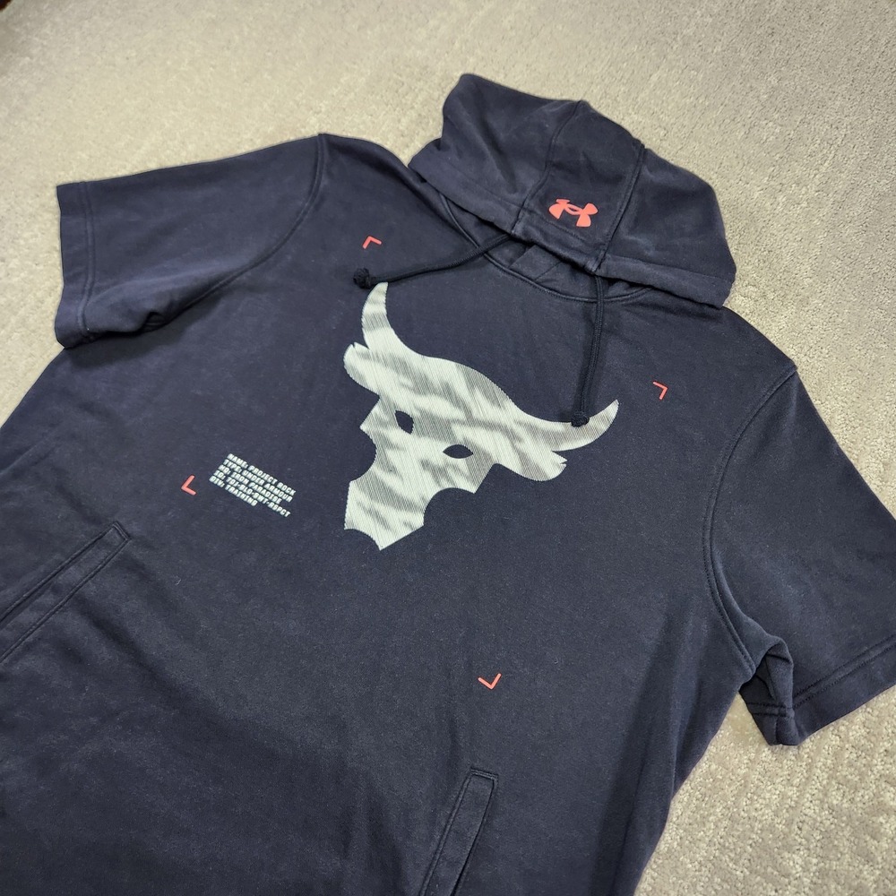 Under Armour Black Hoodie with Gray Bull Logo and Coral Accents